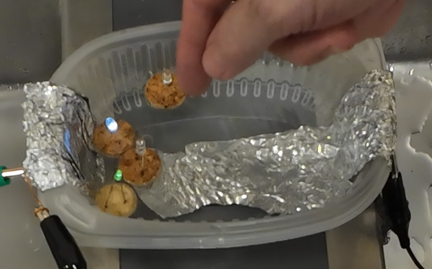 Aluminum foil for both electrodes seemed to work better than a narrower copper plate.