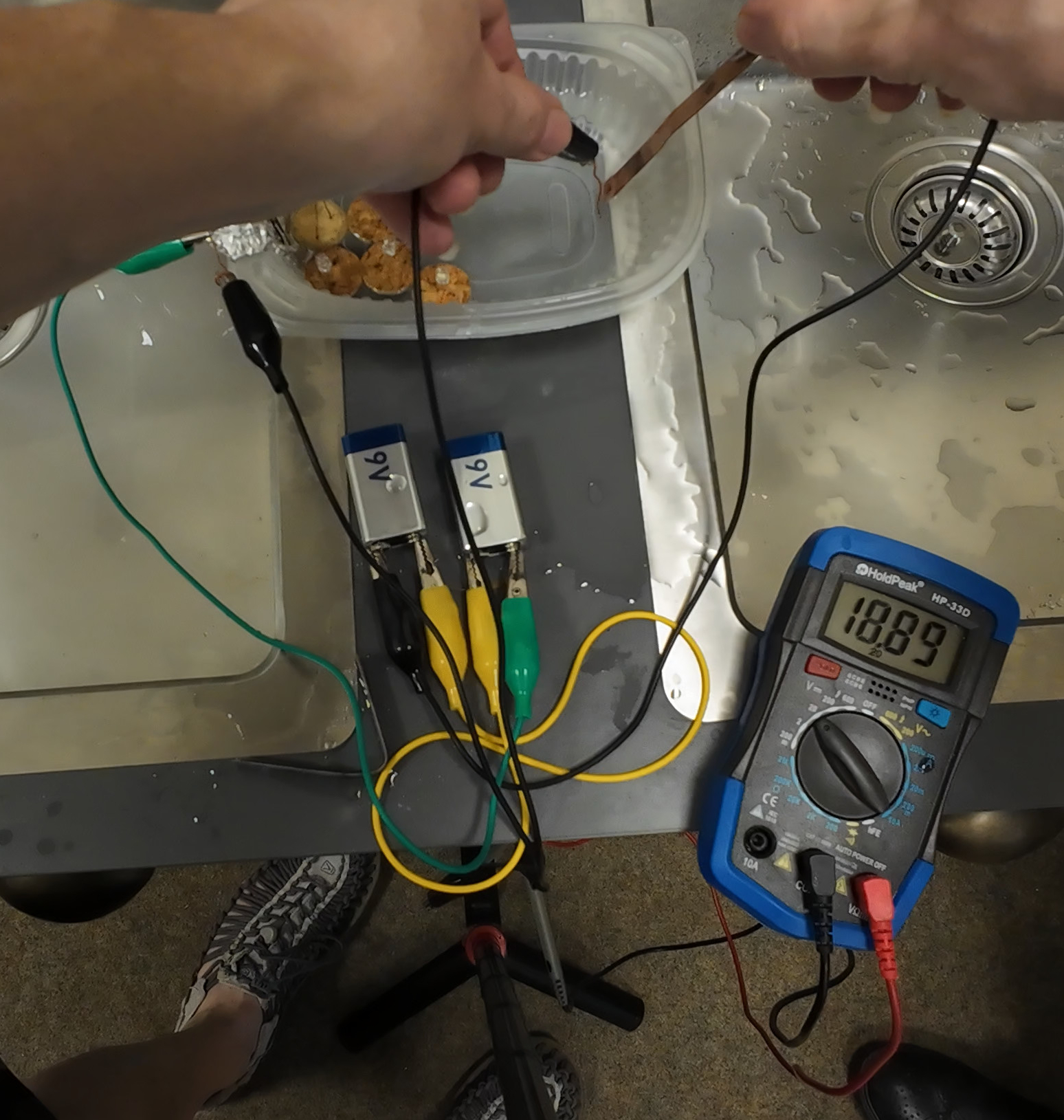 If the distance was larger between the electrodes, the voltage between them was higher.